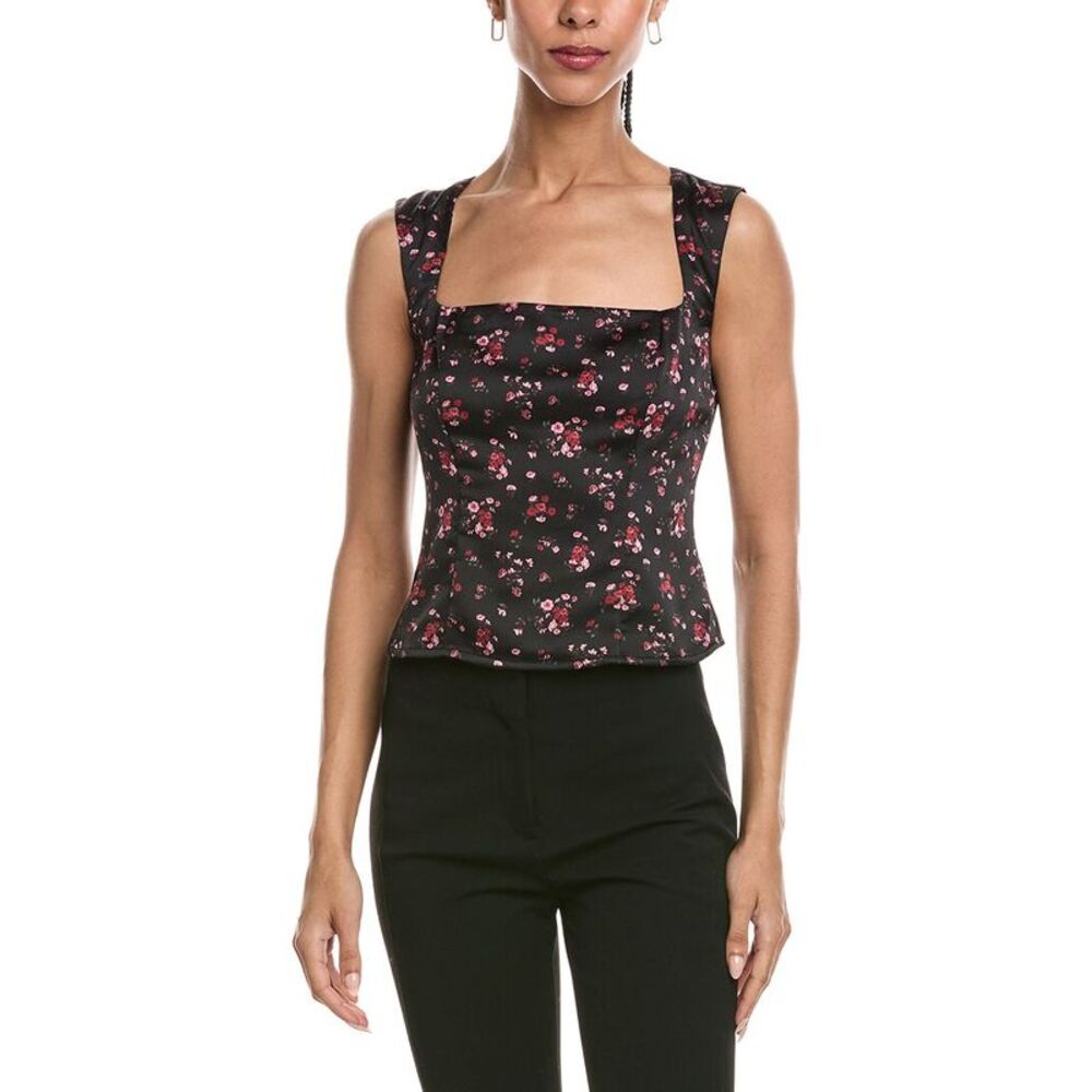 Reveriee Womens  Square Neck Sleeveless Top, Red